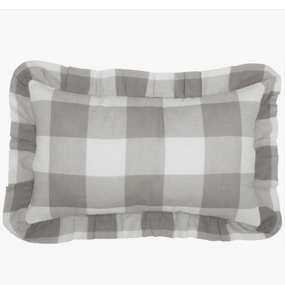 Cotton Farmhouse Check Grey White Accent Pillow Covers - Set of 2 - Picture 4 of 4